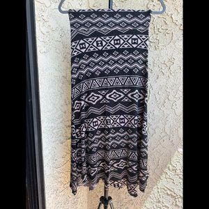 Jesse & J Black and White Aztec Print High Waist Maxi Skirt